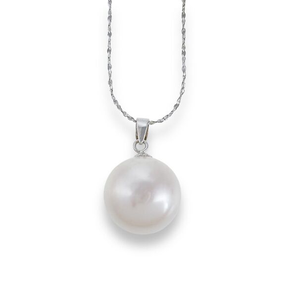Vintage Sterling Silver 925 13mm White Simulated Pearl Pendant ONLY - Picture 1 of 3